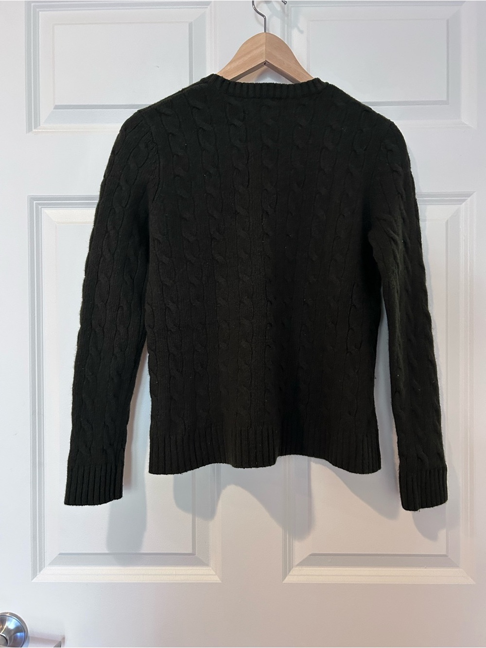 Lauren Ralph Lauren Vintage Dark Green Cable-Knit Crewneck Sweater - Women's - Picture 4 of 6